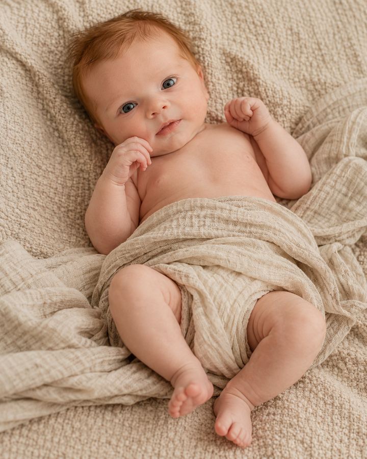Newborn: back on beige blanket
