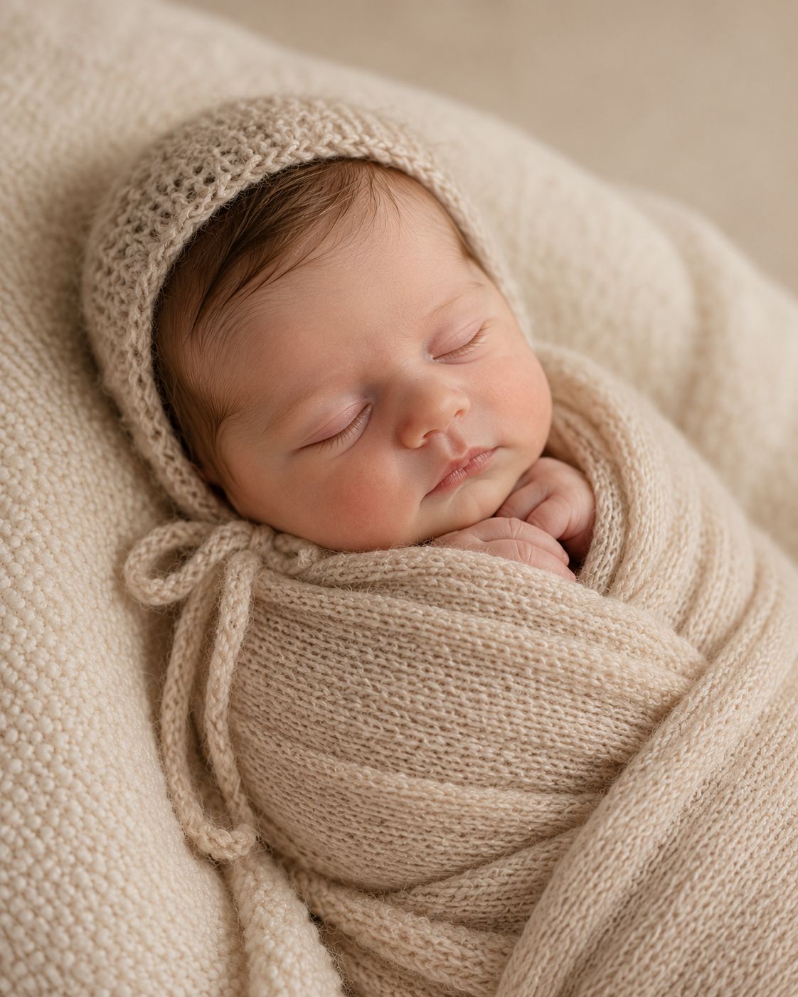 neutral knitted bonnet
